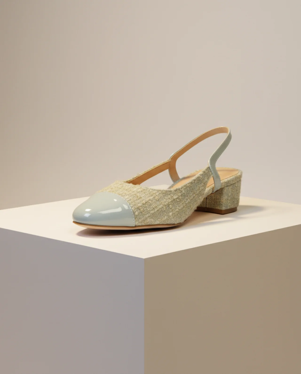 Blue Tweed Cap Toe Slingbacks - Image 4