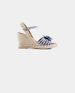 Mixed Leather & Jute Wedge Sandals