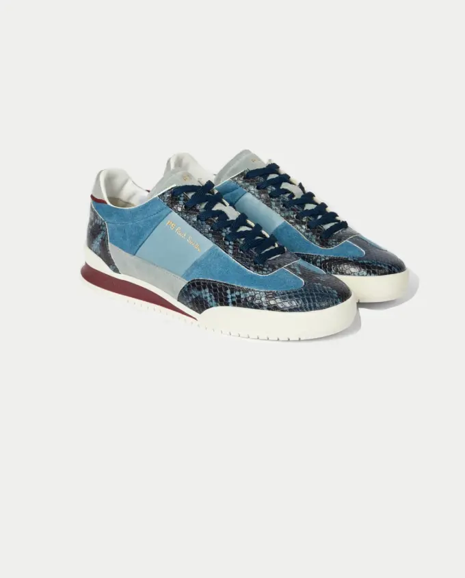 Paul Smith Women's Blue Leather Snakeskin Sneakers