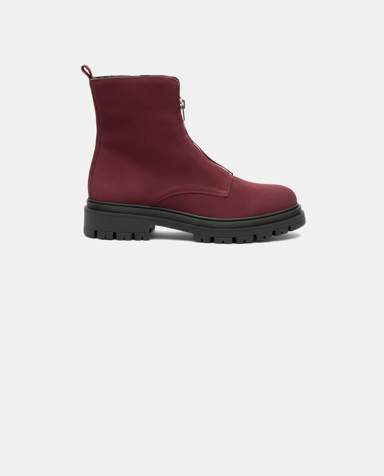 Burgundy Front-Zip Boots
